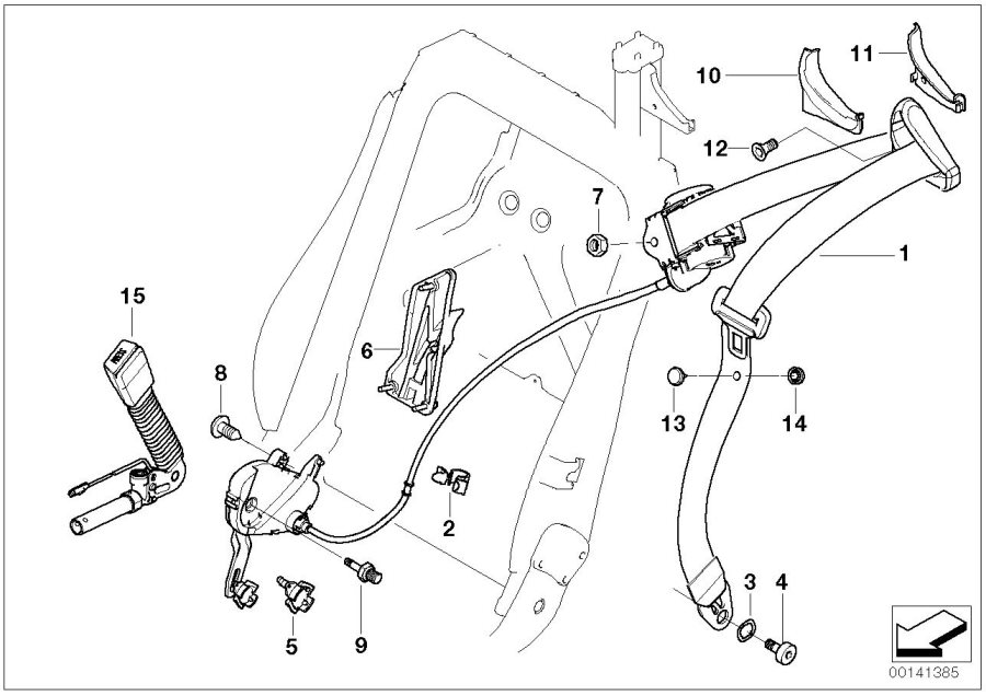 Le diagramme Ceinture de sécurité avant pour votre BMW