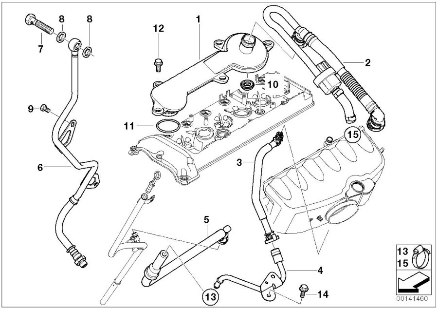 Diagram CRANKCASE-VENTILATION/OIL separator for your 2009 BMW X5   