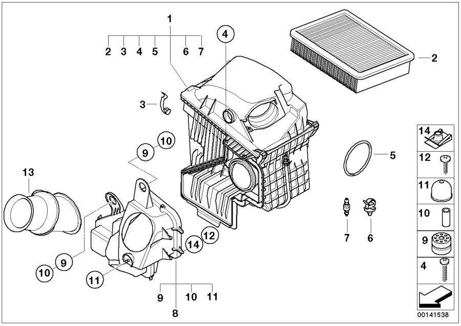 Diagram Intake silencer / Filter cartridge Intake silencer / Filter cartridge for your BMW