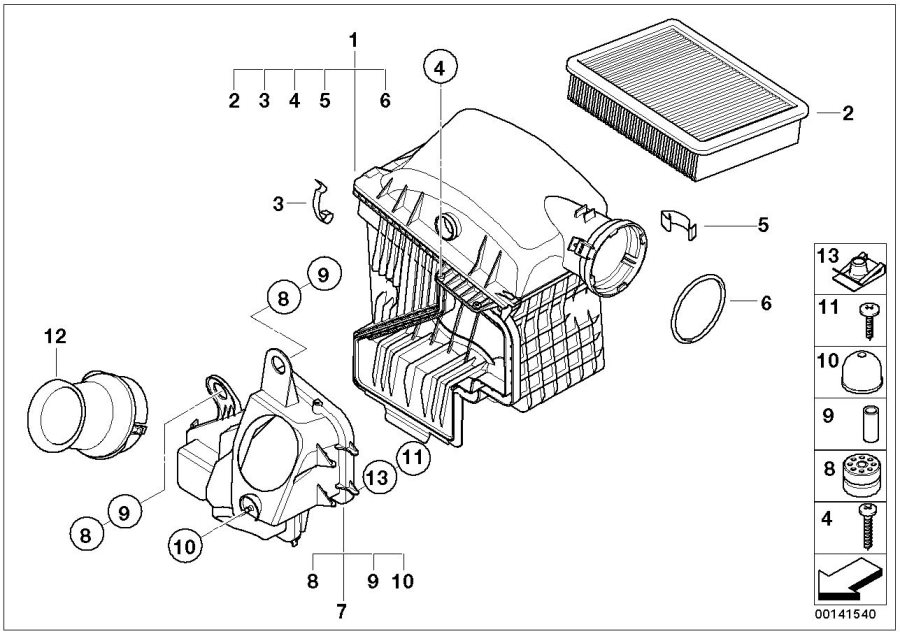 Diagram Intake silencer / Filter cartridge Intake silencer / Filter cartridge for your 2009 BMW M6   