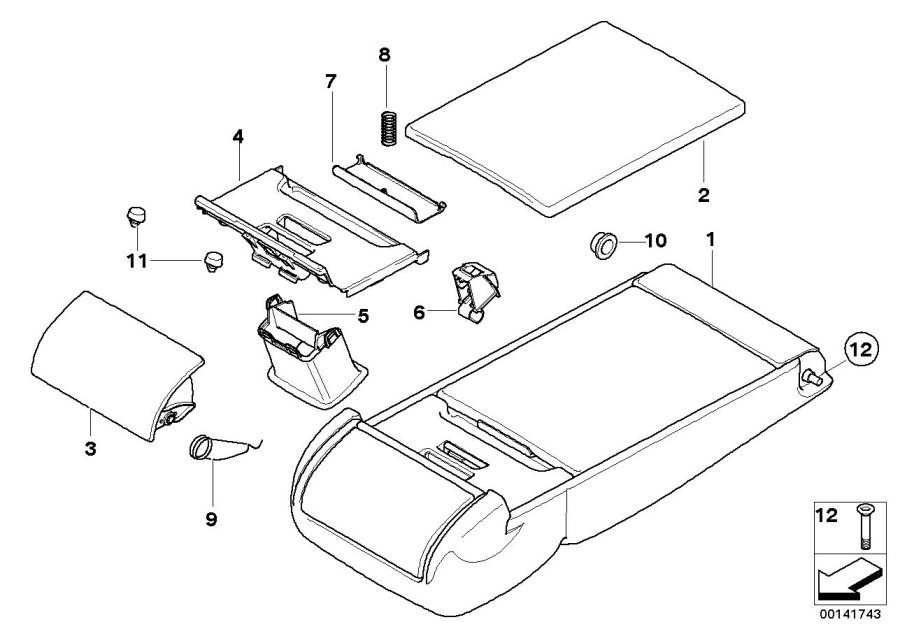 Diagram Rear seat center armrest for your 2006 BMW M6   