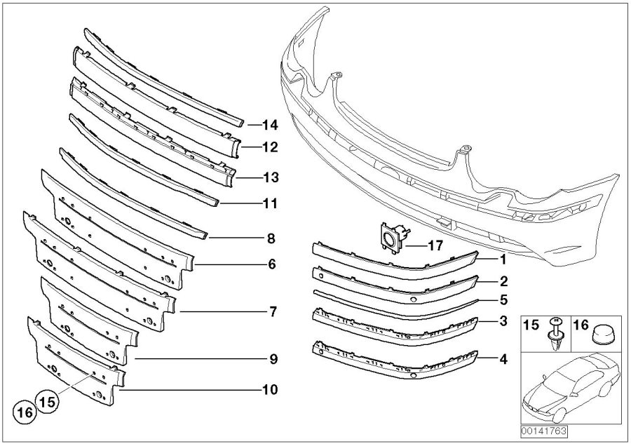 Diagram Trim, decor elements, front for your 2018 BMW M6   