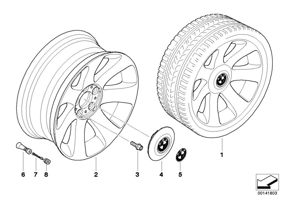 Diagram BMW light alloy wheel, spider spoke 175 for your BMW