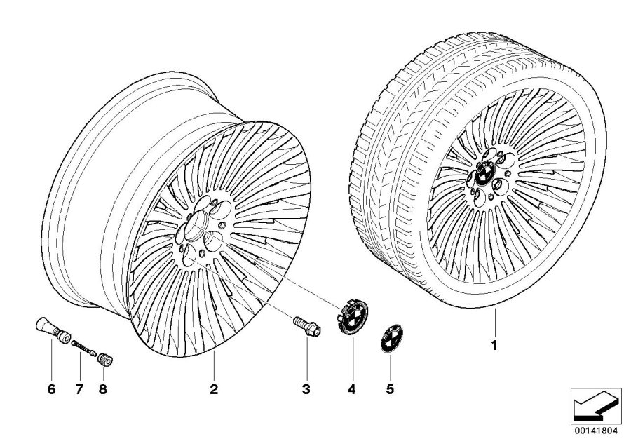 Diagram BMW light-alloy wheel, spoke styl. 176 for your BMW