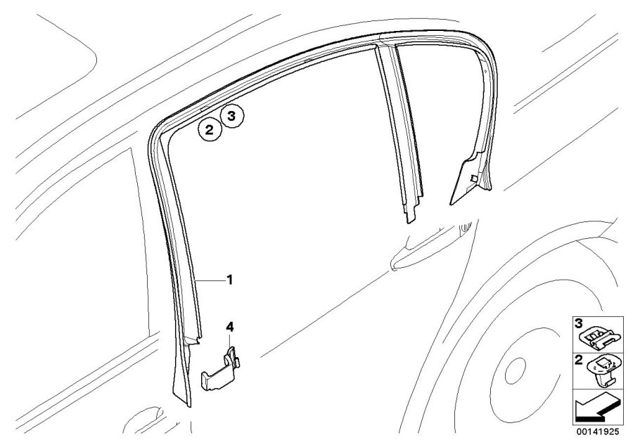 Diagram Trim and seals for door, rear for your BMW