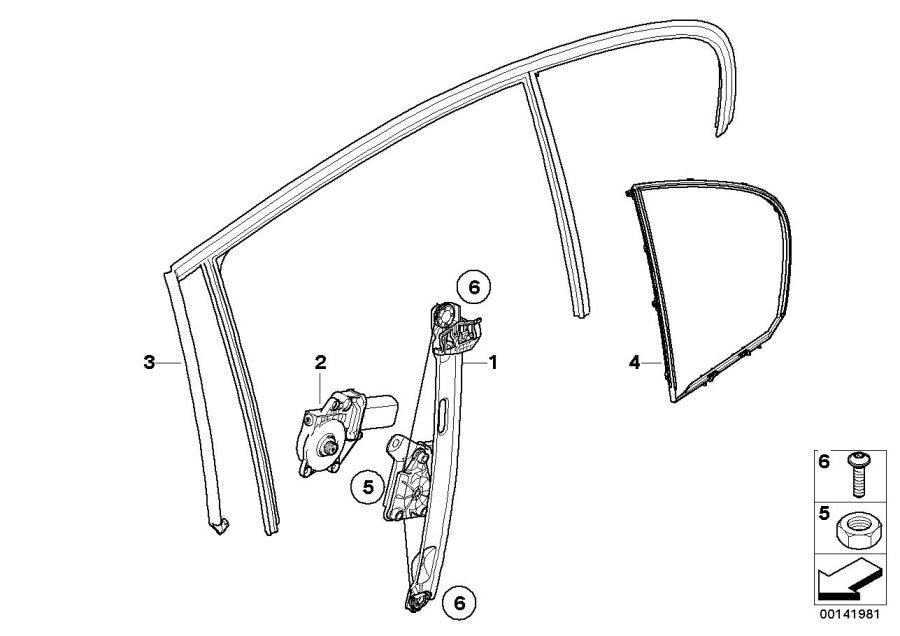 Diagram Door window lifting mechanism rear for your BMW