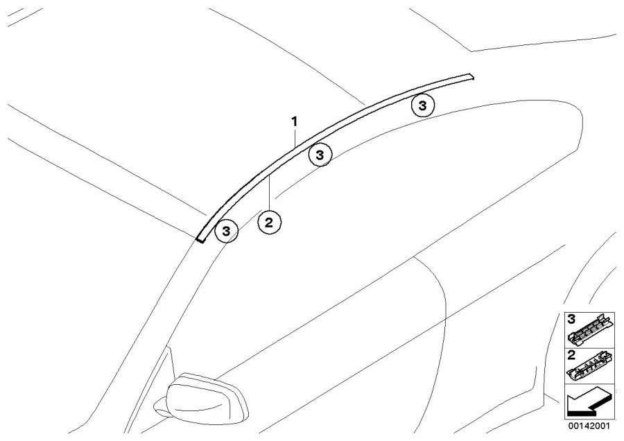 Diagram Roof moulding/Roof rail for your 2008 BMW M6 Coupe  