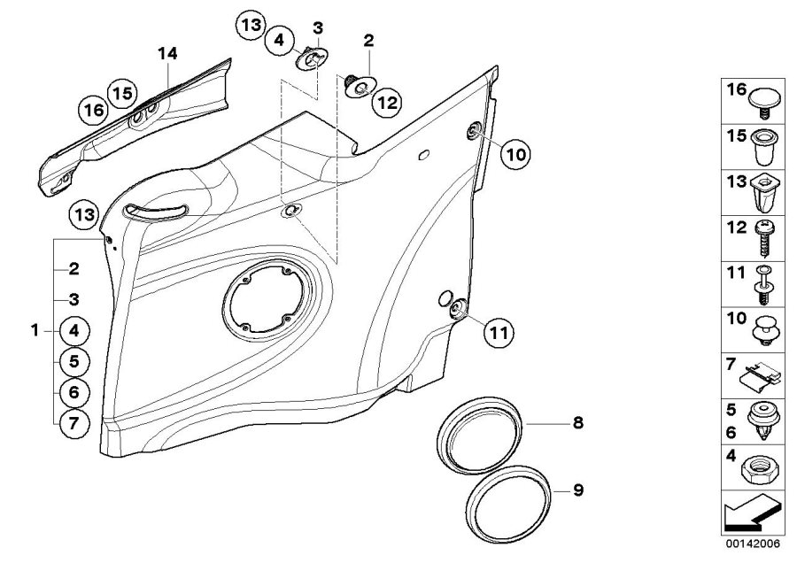 Diagram Lateral trim panel rear for your MINI