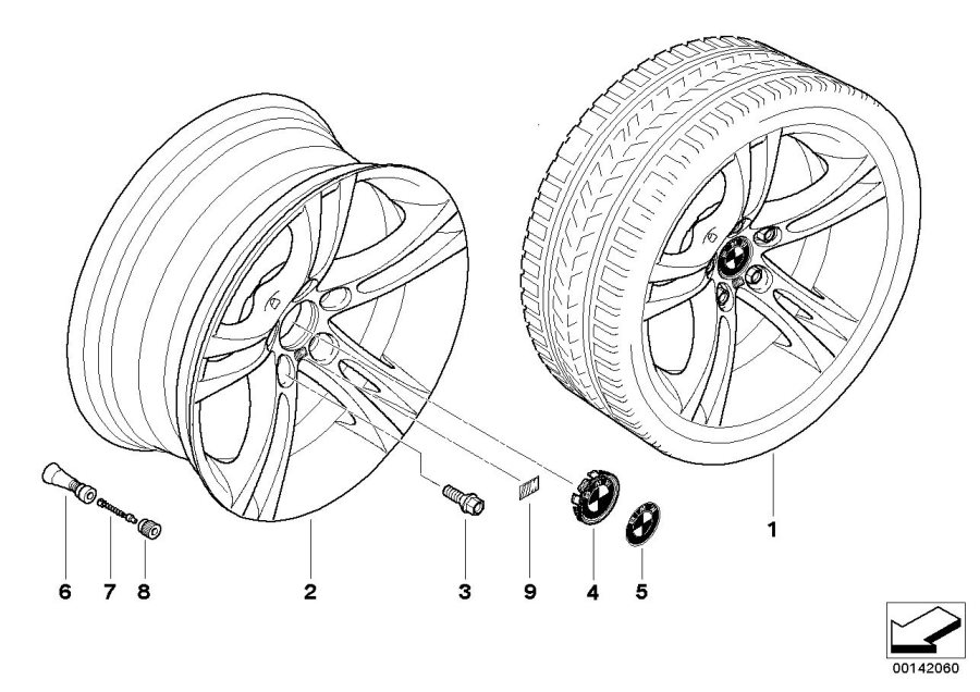 Le diagramme Jante M à doubles rayons (Styl. 184) pour votre BMW M6  