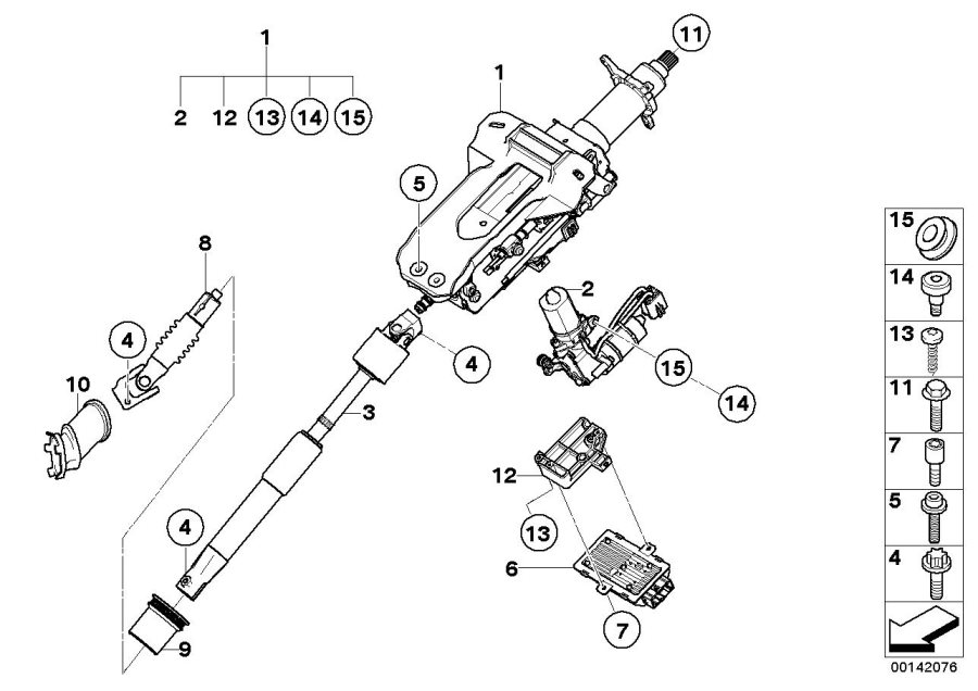 Le diagramme Colonne réglable électr./pièces montage pour votre BMW