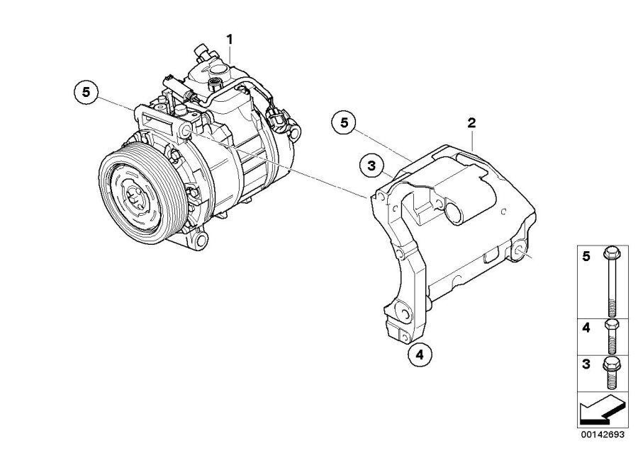 Diagram Climate compressor mounting parts for your 2010 BMW M6   