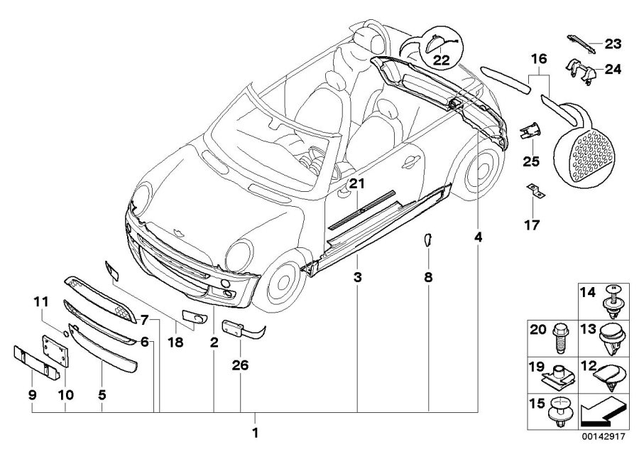 Diagram JCW aerodynamics package  - R52 for your MINI