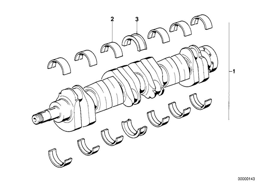 Diagram Crankshaft With Bearing Shells for your 1989 BMW 635CSi   