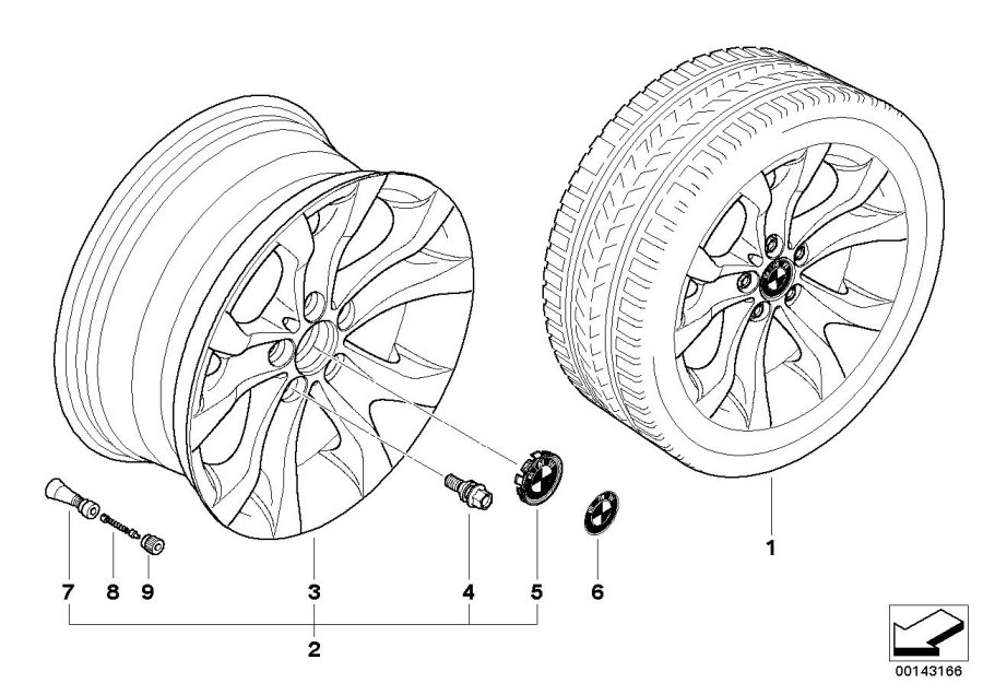 Diagram BMW la wheel y-spoke 183 for your BMW X5  