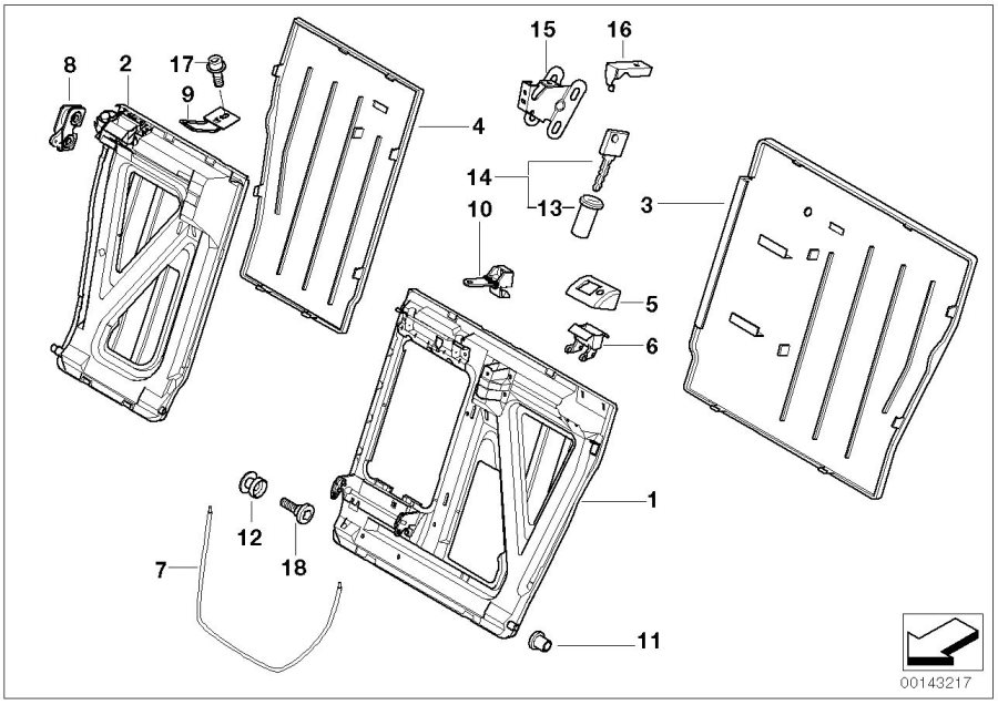 Diagram Seat, rear, backrest trim covers for your 2006 BMW M6   