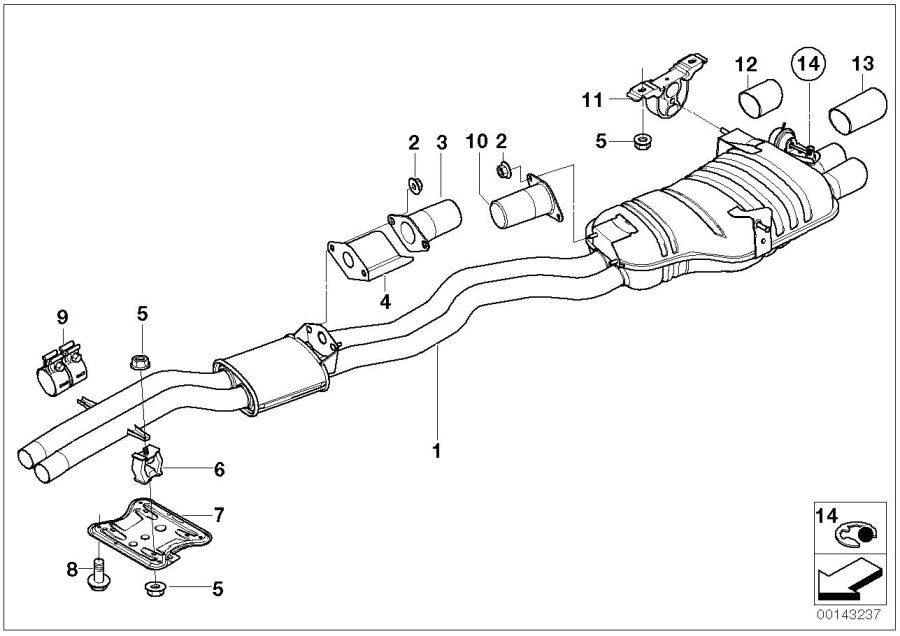 Diagram Center and rear muffler for your 2014 BMW M6   