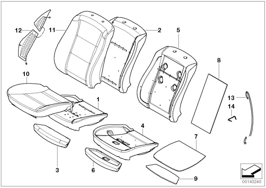 Diagram Seat, front, upholstery and cover for your BMW