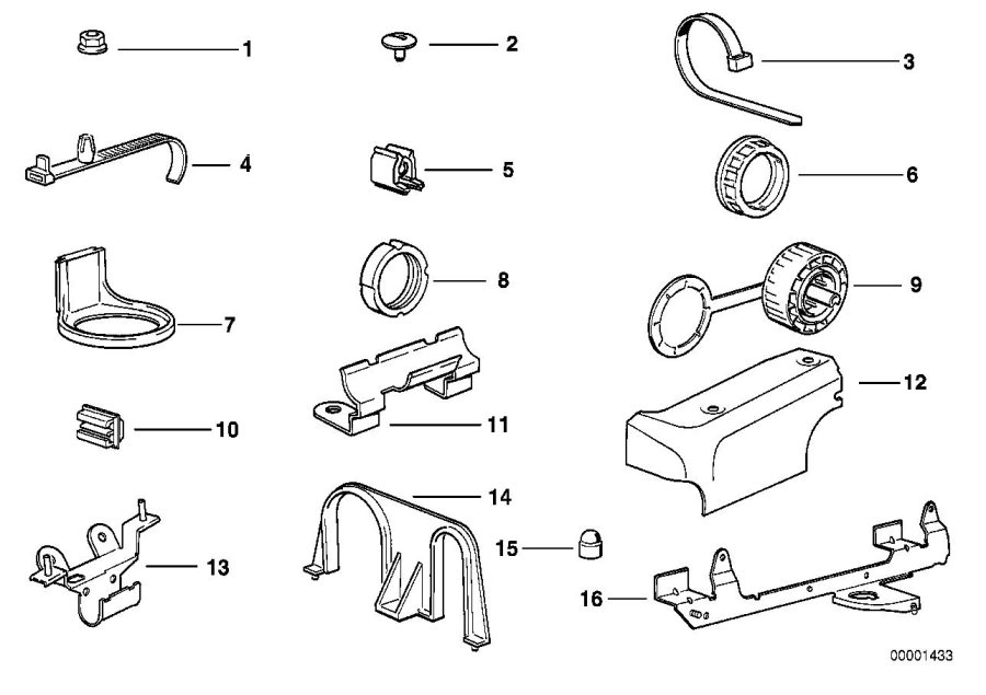 Le diagramme Pièces de fixation de faisceau de câbles pour votre BMW