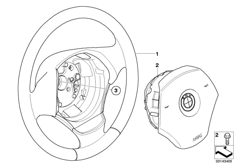 Diagram Steering wheel airbag for your 2021 BMW 330eX   