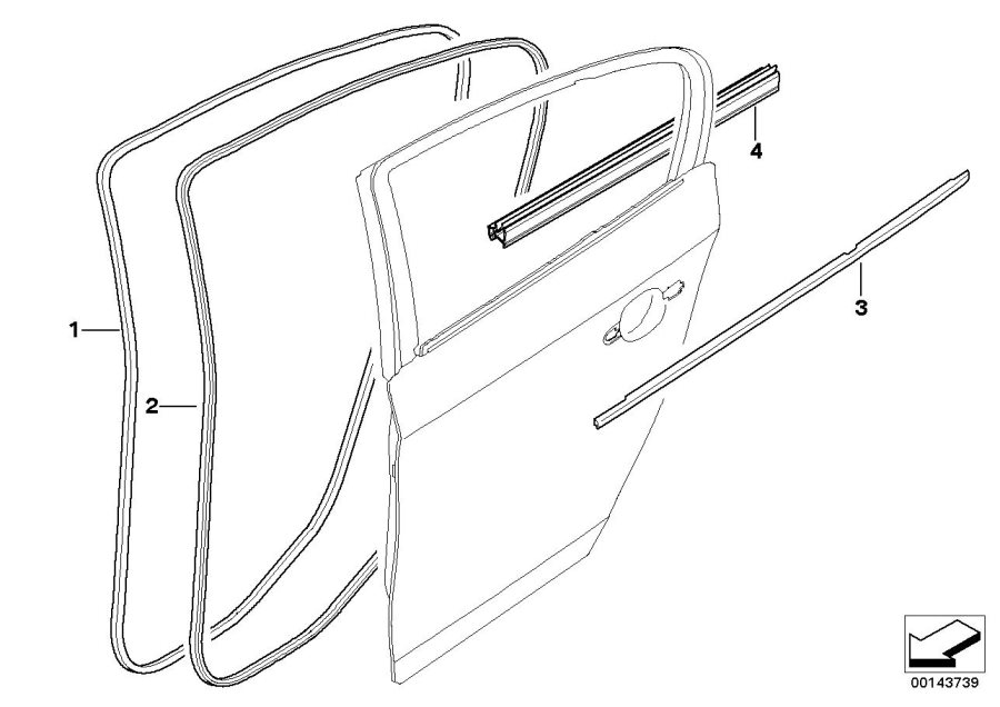 Diagram Door weatherstrip rear for your BMW M6  