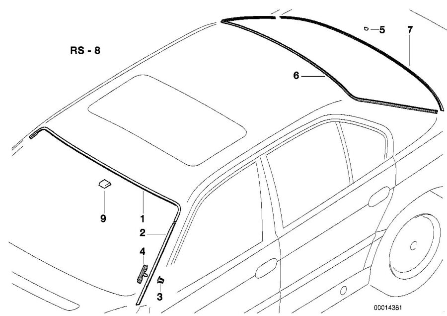 Diagram Window mounting parts for your 2016 BMW 535i   