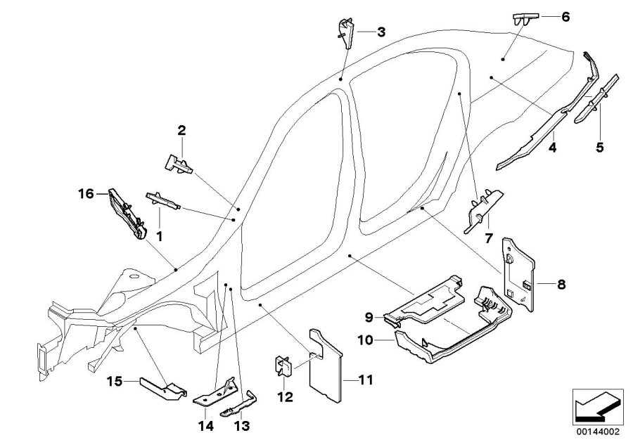 Diagram Cavity shielding, side frame for your BMW