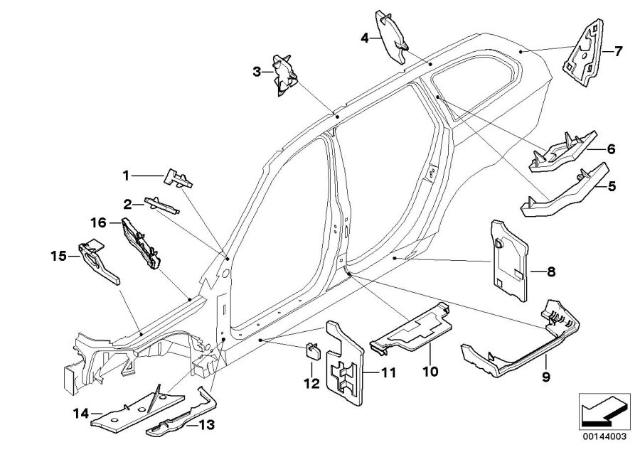 Diagram Cavity shielding, side frame for your BMW