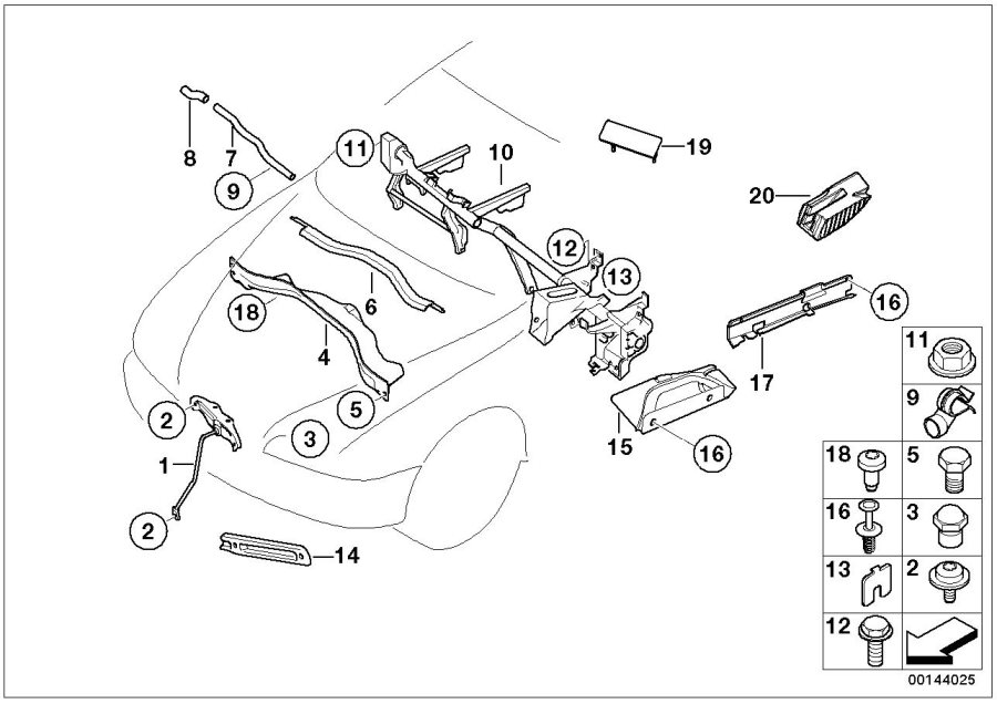 Diagram Various body parts for your 2008 BMW M6   