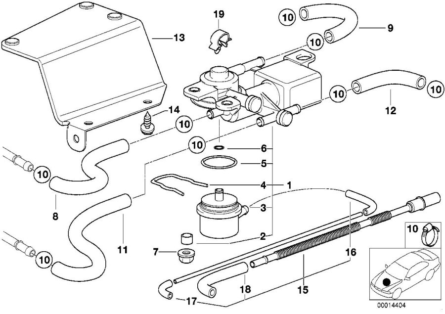 Diagram 3/2-WAY valve and fuel hoses for your 1997 BMW 528i   