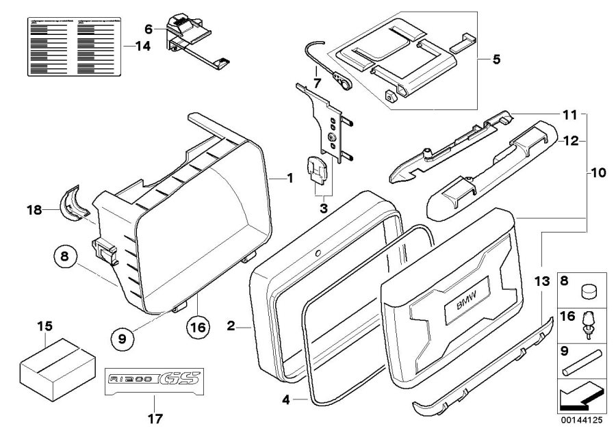 Diagram Single parts, top case, variable for your BMW