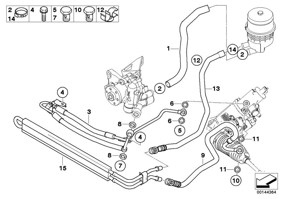 Diagram Power STEERING/OIL PIPE/ACTIVE steering for your BMW 330i  