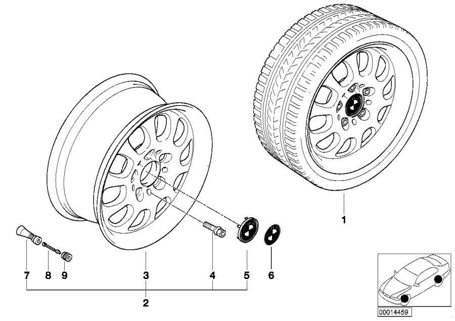 Diagram BMW light alloy wheel, ellips. Styl. 46 for your BMW