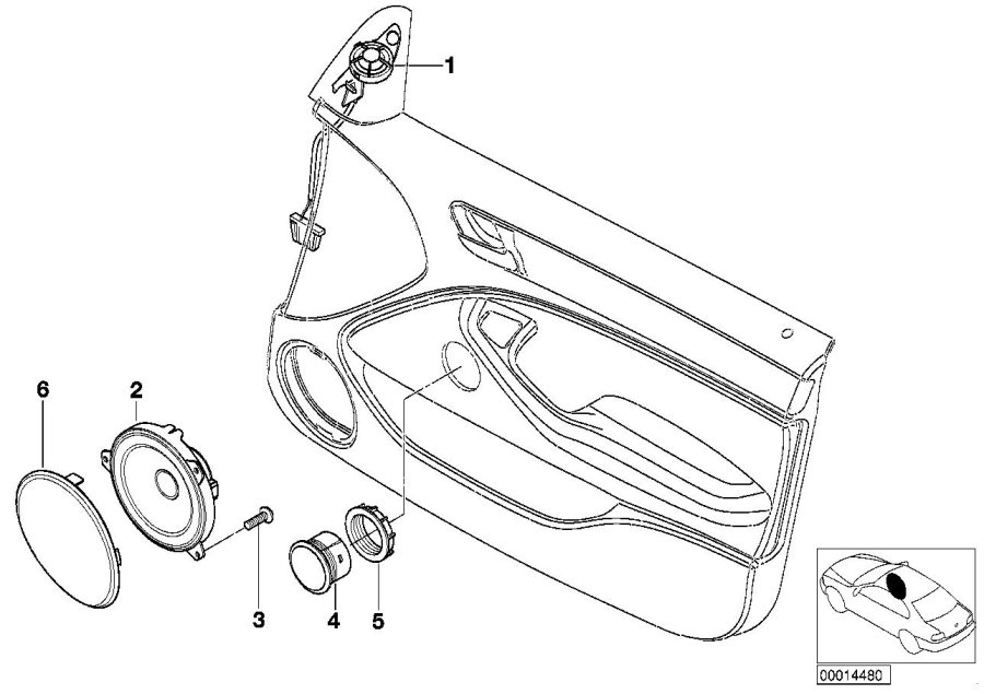 Diagram Single parts F front door hifi system for your 2010 BMW M6   