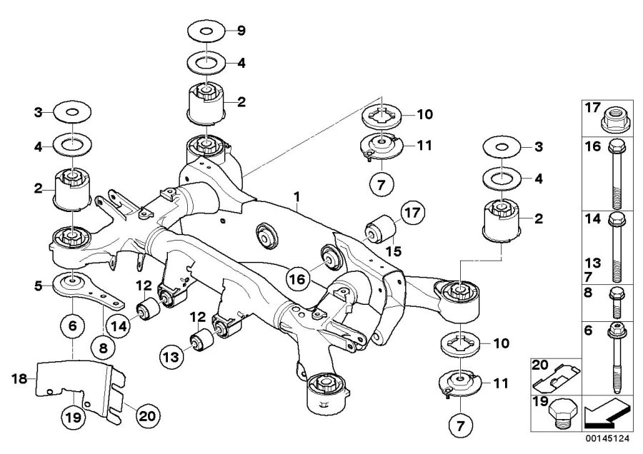 Diagram Rear axle carrier for your 2016 BMW M6   