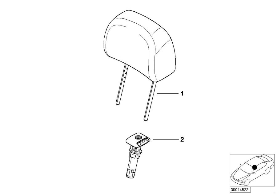 Diagram Seat, front, head restraint, base seat for your 1988 BMW M6   