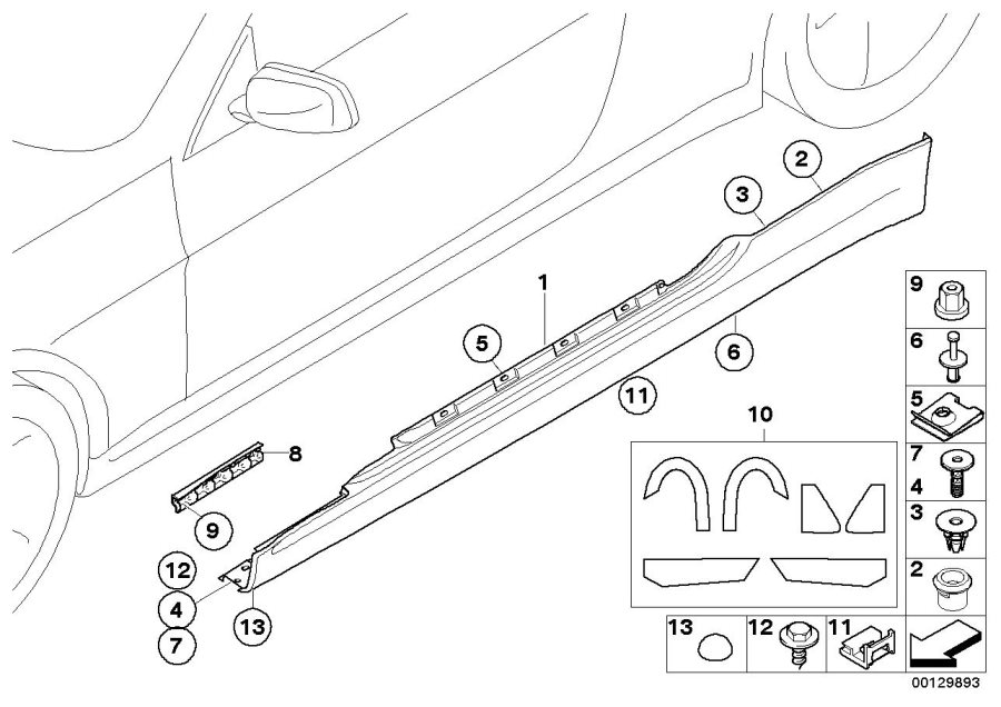 Diagram M cover for rocker panel / wheel arch for your BMW M6  