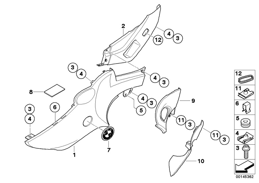 Diagram Fairing side section / attachment parts for your 2016 BMW F800GT   