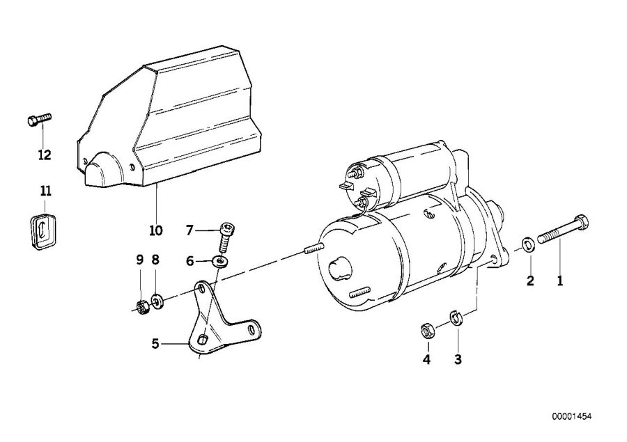 Diagram Fastening parts, starter motor for your BMW