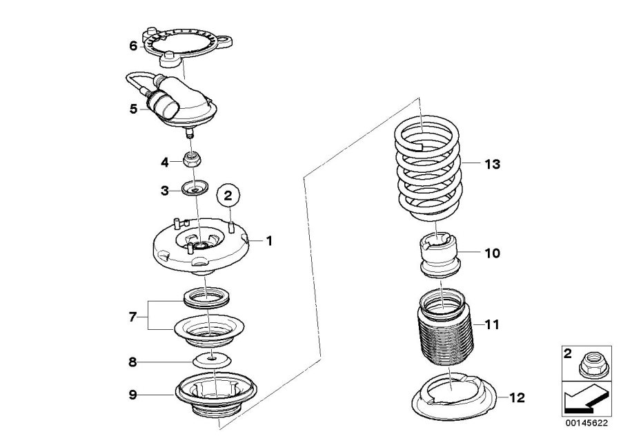 Diagram COIL SPRING/GUIDE SUPPORT/ATTACH.PARTS for your 1994 BMW 318is Coupe  