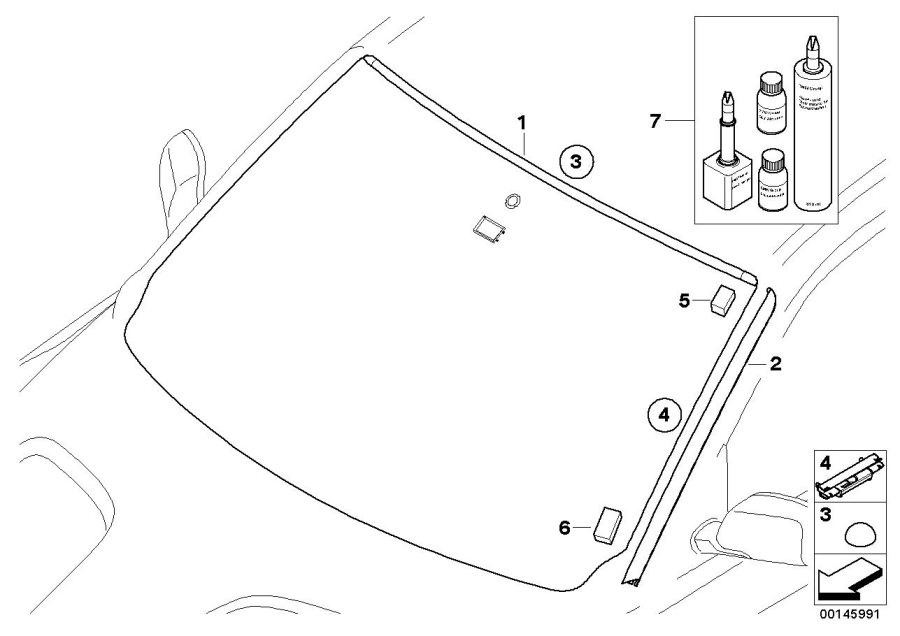 Diagram Window mounting parts for your 2008 BMW 335i   