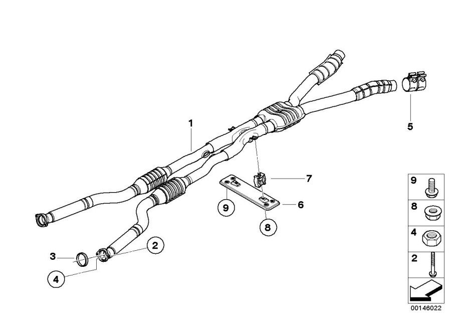 Diagram Catalytic CONVERTER/FRONT silencer for your 2018 BMW X5  M 