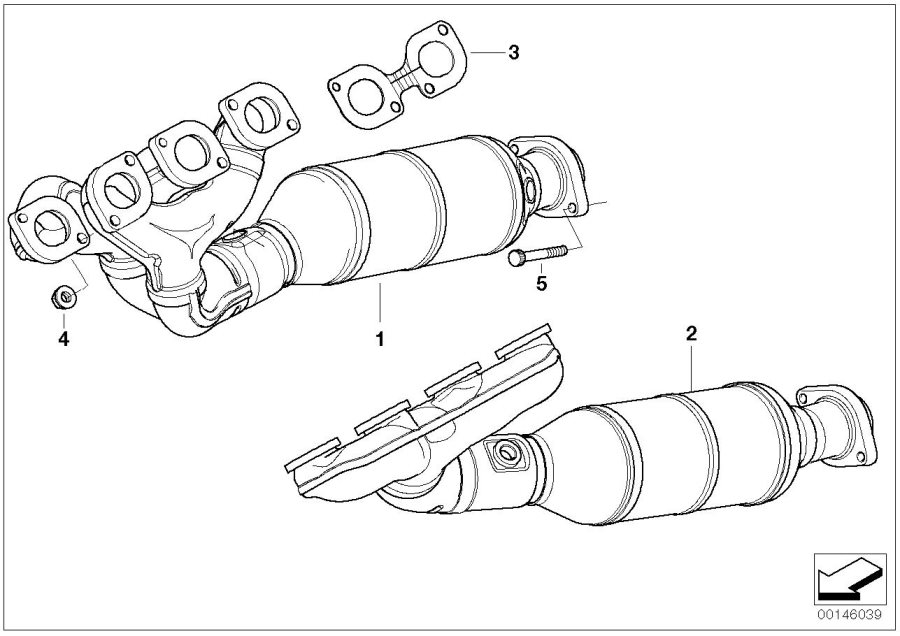 Diagram Exhaust manifold with catalyst for your 2007 BMW 528i   