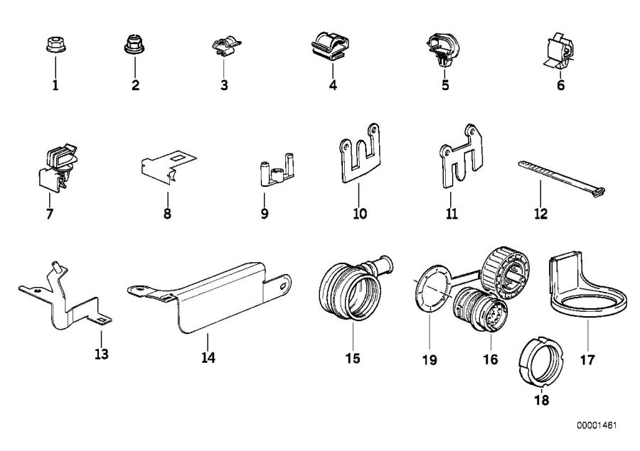 Le diagramme Pièces de fixation de faisceau de câbles pour votre BMW