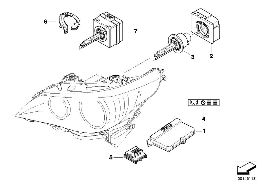 Diagram Headlight, electronic parts, Xenon light for your 2008 BMW M5   