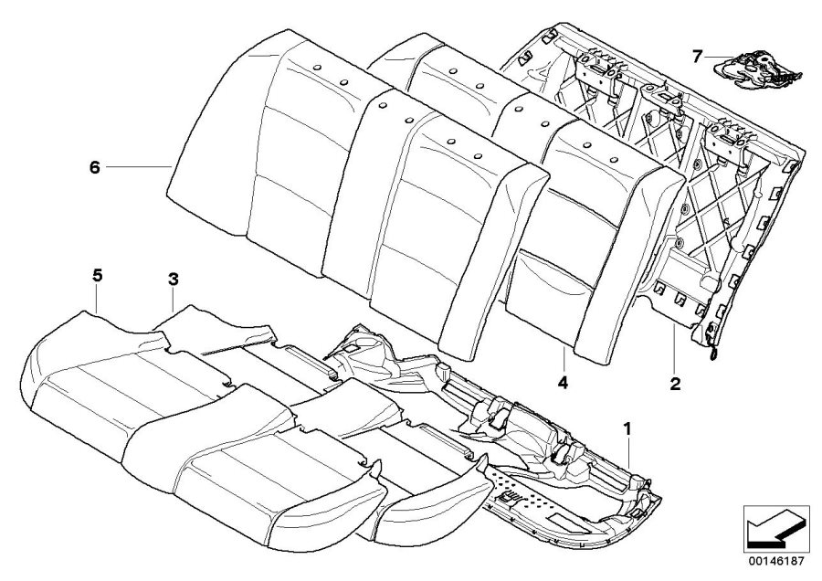 Diagram Seat rear, upholstery & cover base seat for your 2007 BMW M6   