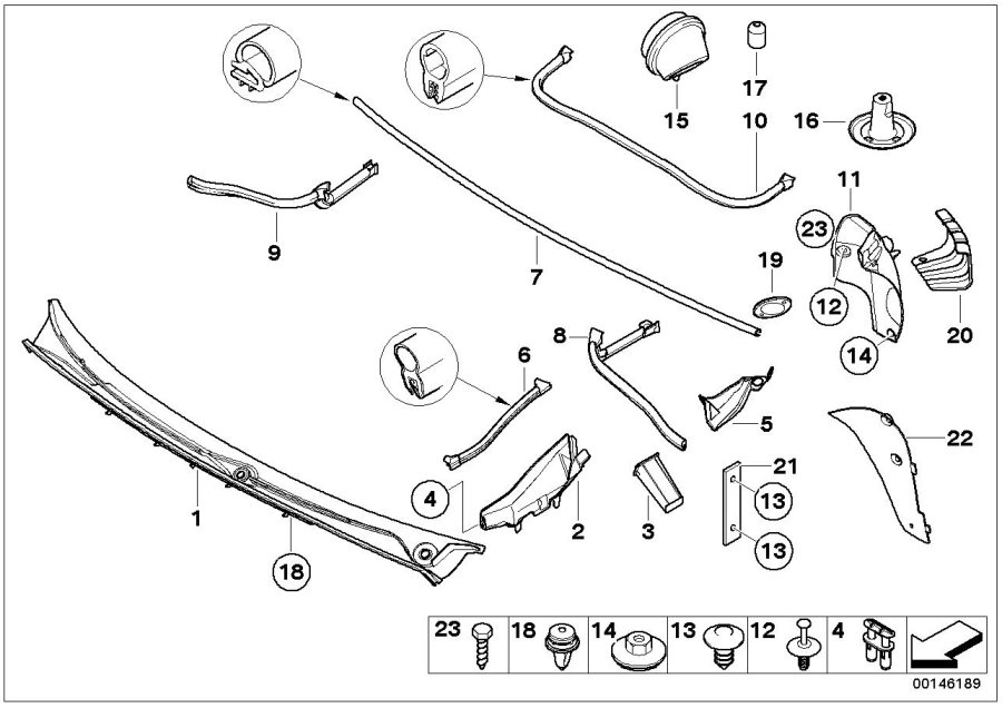 Diagram Various mounted parts for your 2001 BMW M5   