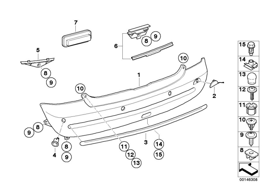 Diagram Trim cover, rear for your MINI