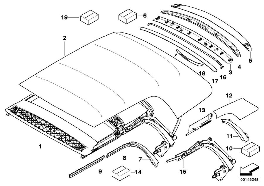 Diagram FOLDING TOP MOUNTING PARTS for your MINI