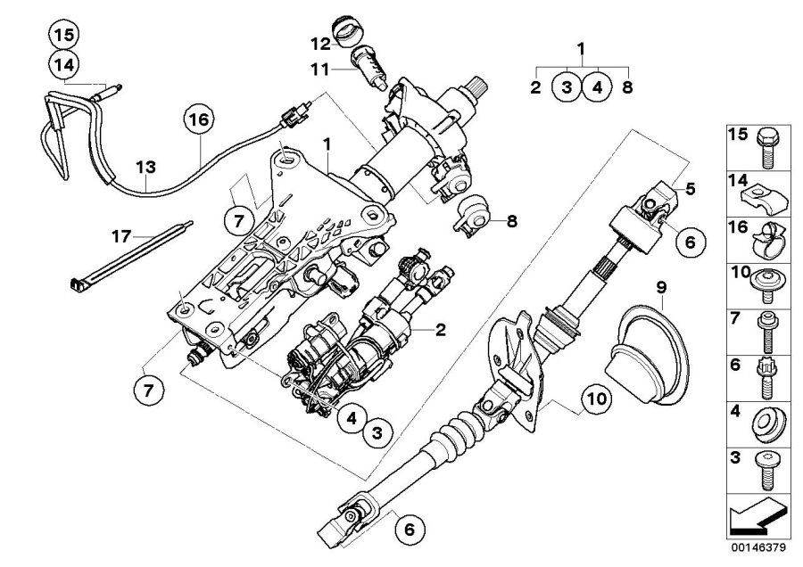 Diagram Electron.steer. column adj./add-on parts for your 1995 BMW