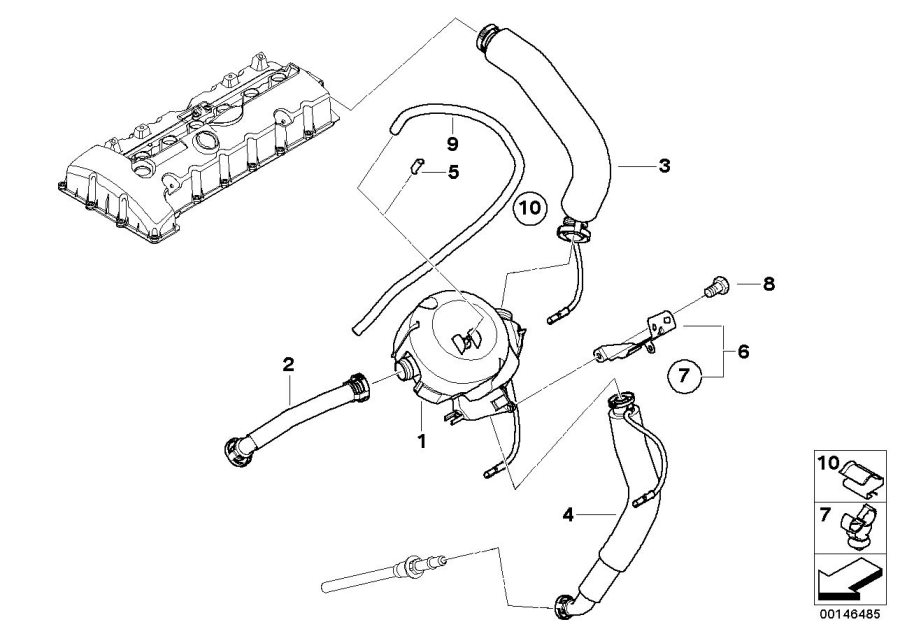 Le diagramme Carter-cylindres-Reniflard/Deshuileur pour votre BMW